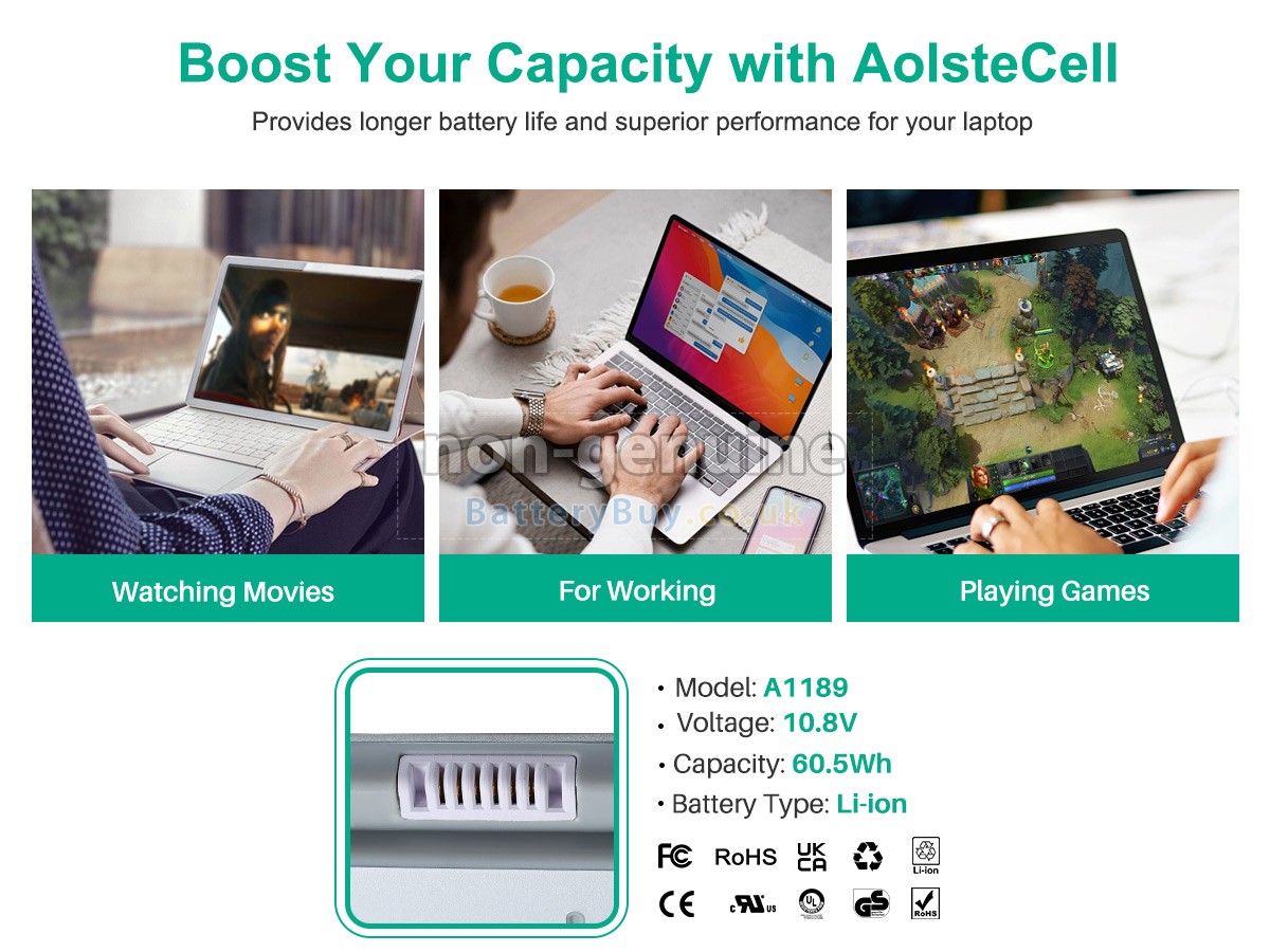 replacement battery for Apple MacBook Pro 17-inch A1229(Late 2007)