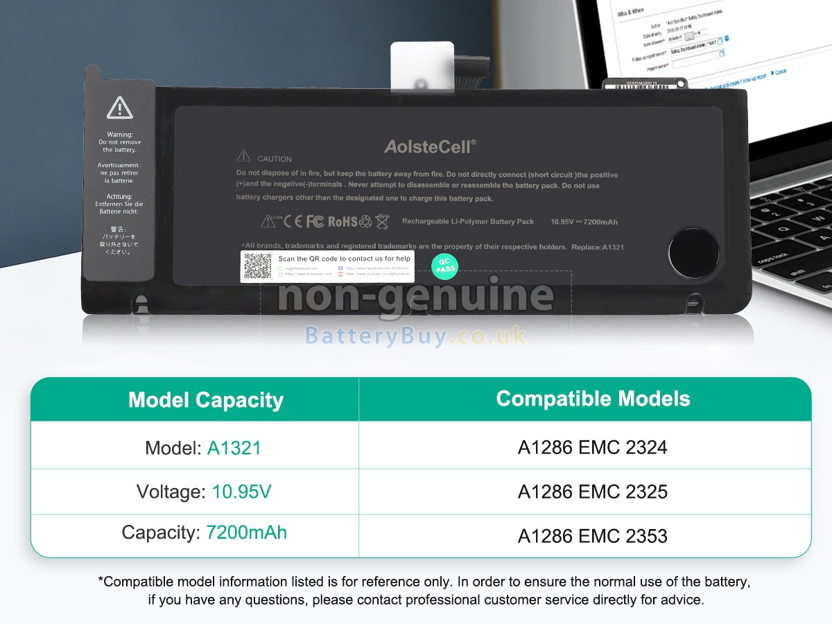 replacement battery for Apple MacBook Pro 15-inch A1286(Mid-2009)