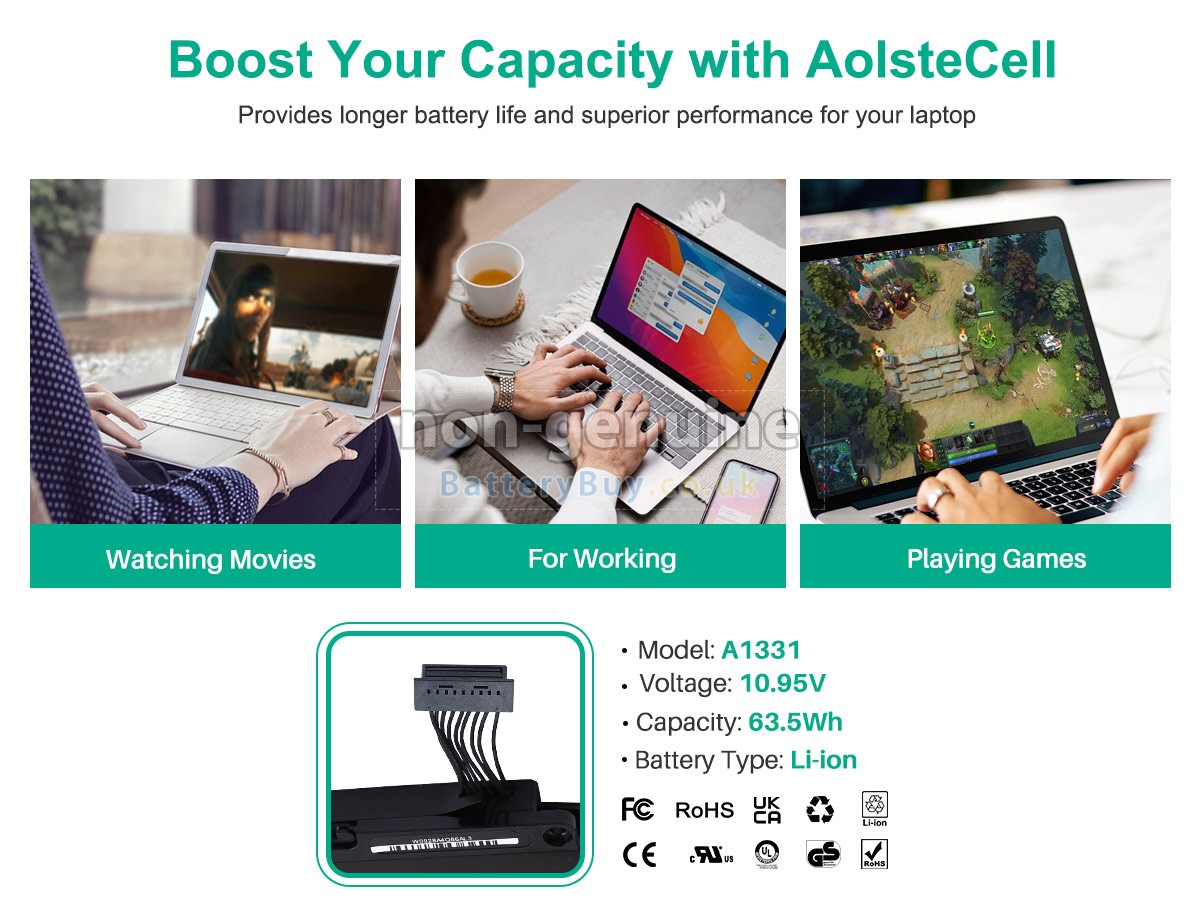 replacement battery for Apple MacBook Unibody 13 inch MC207LL/A