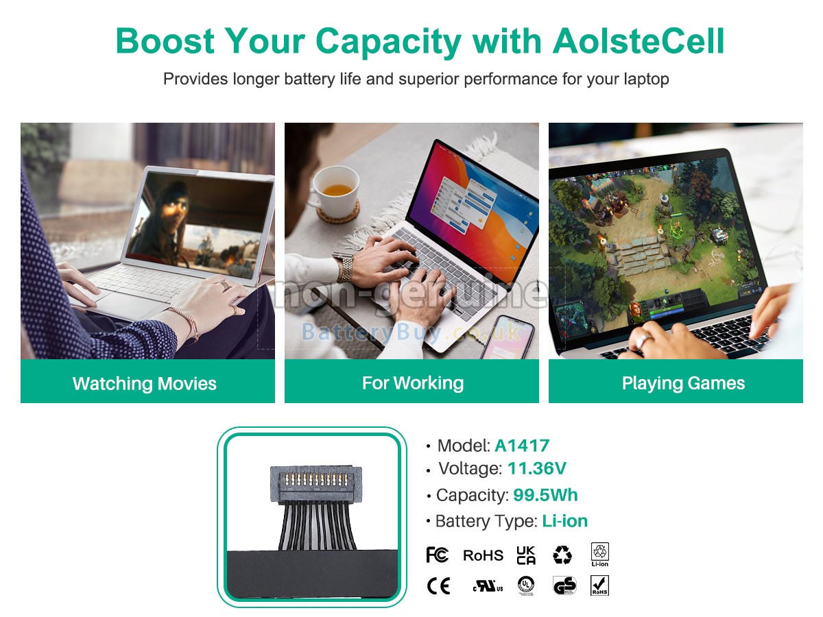 replacement battery for Apple MacBook Pro 15 inch Retina MD831LL/A