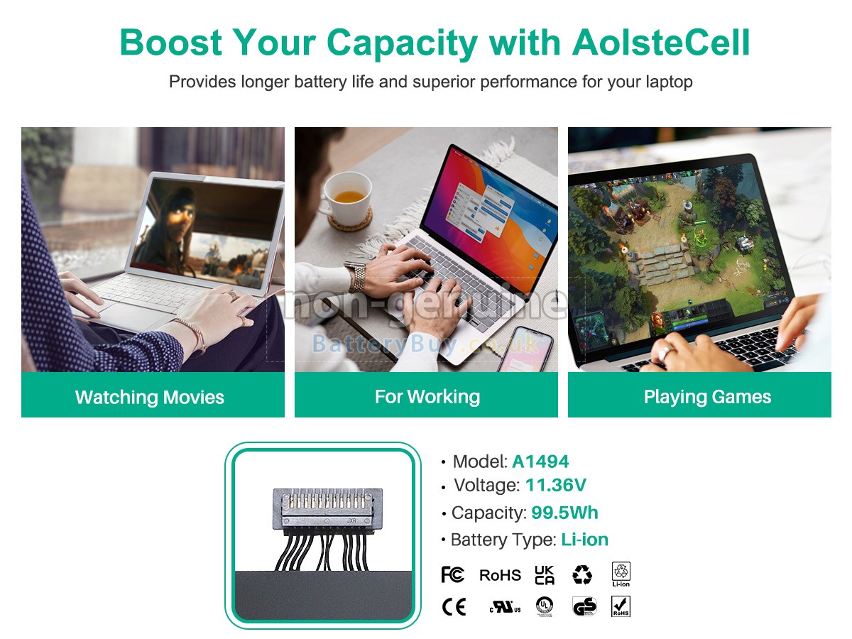 replacement battery for Apple MacBook Pro 15.4 inch Retina A1398(Mid 2014)