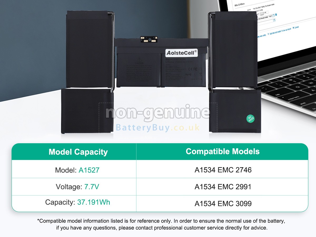 replacement battery for Apple MacBook Air 12-inch Retina A1534 (Early 2016)