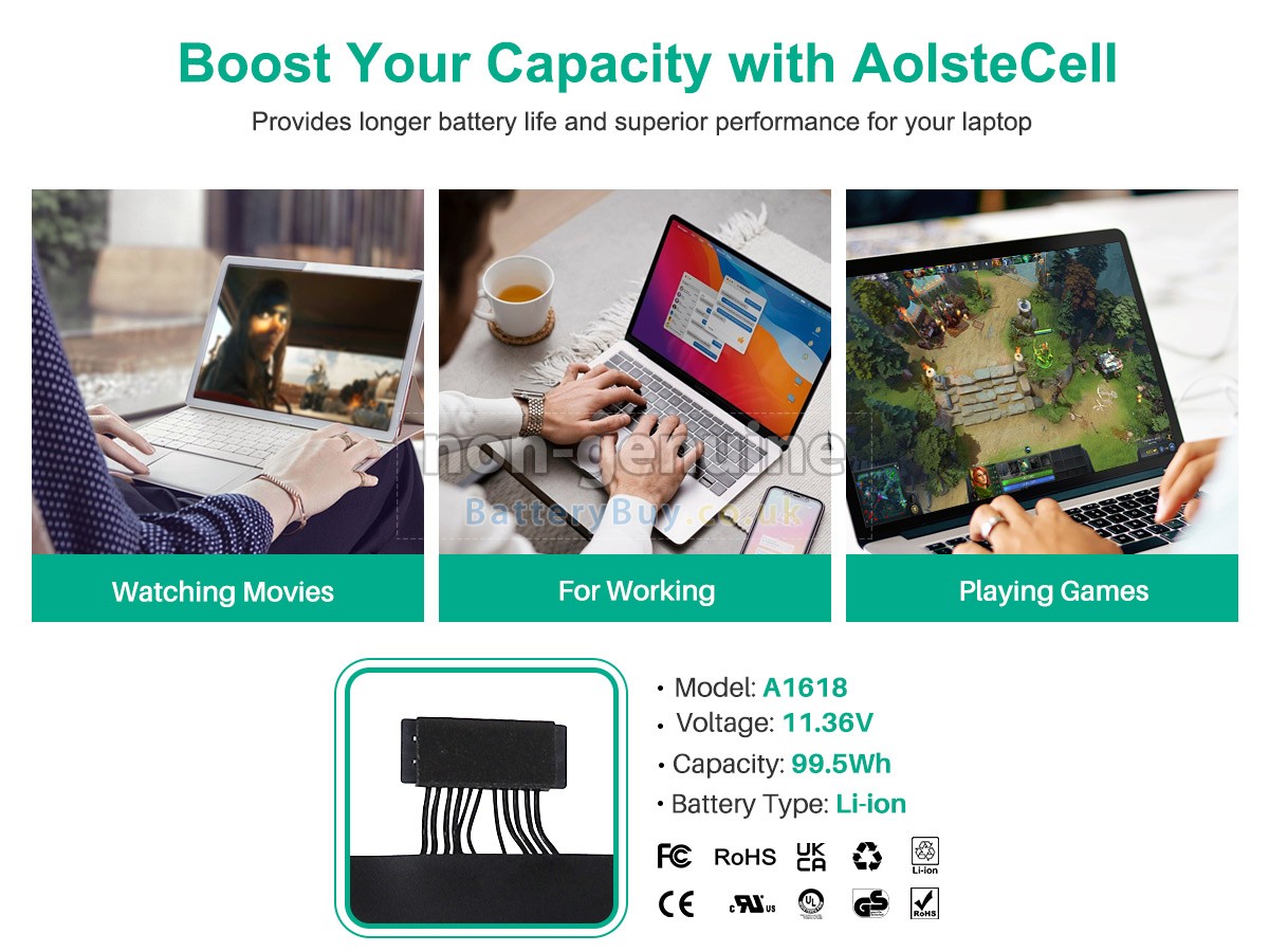 replacement battery for Apple MacBook Pro 15.4 inch Retina A1398(EMC 2910)