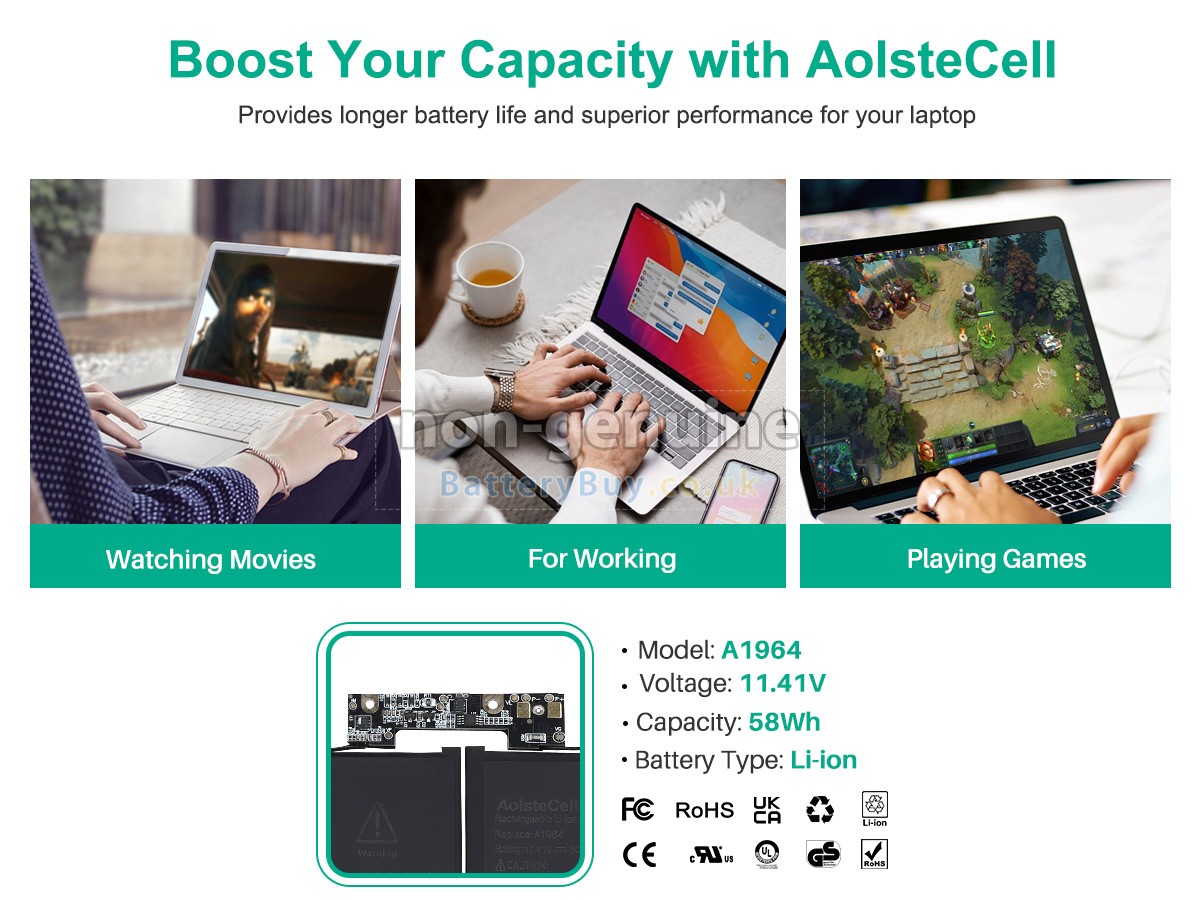 replacement battery for Apple MacBook Pro 13 inch TOUCH BAR A1989(Mid-2018)