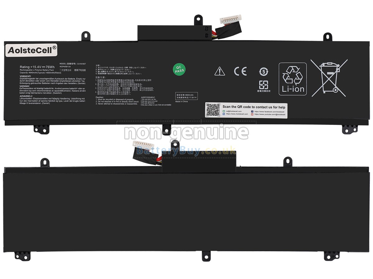 replacement battery for Asus ProART STUDIOBook Pro 15 W500G5T-HC013R