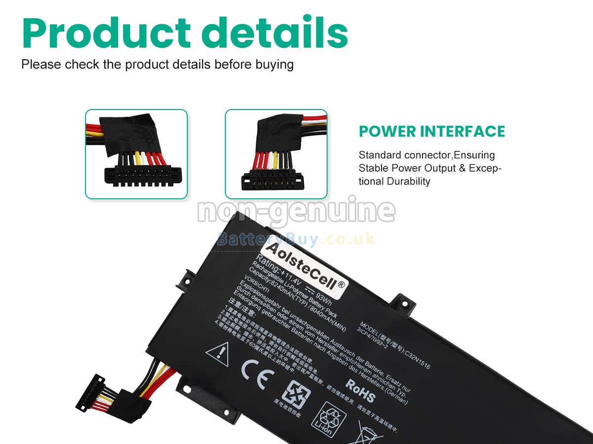 replacement battery for Asus Rog G701VO-GC007T