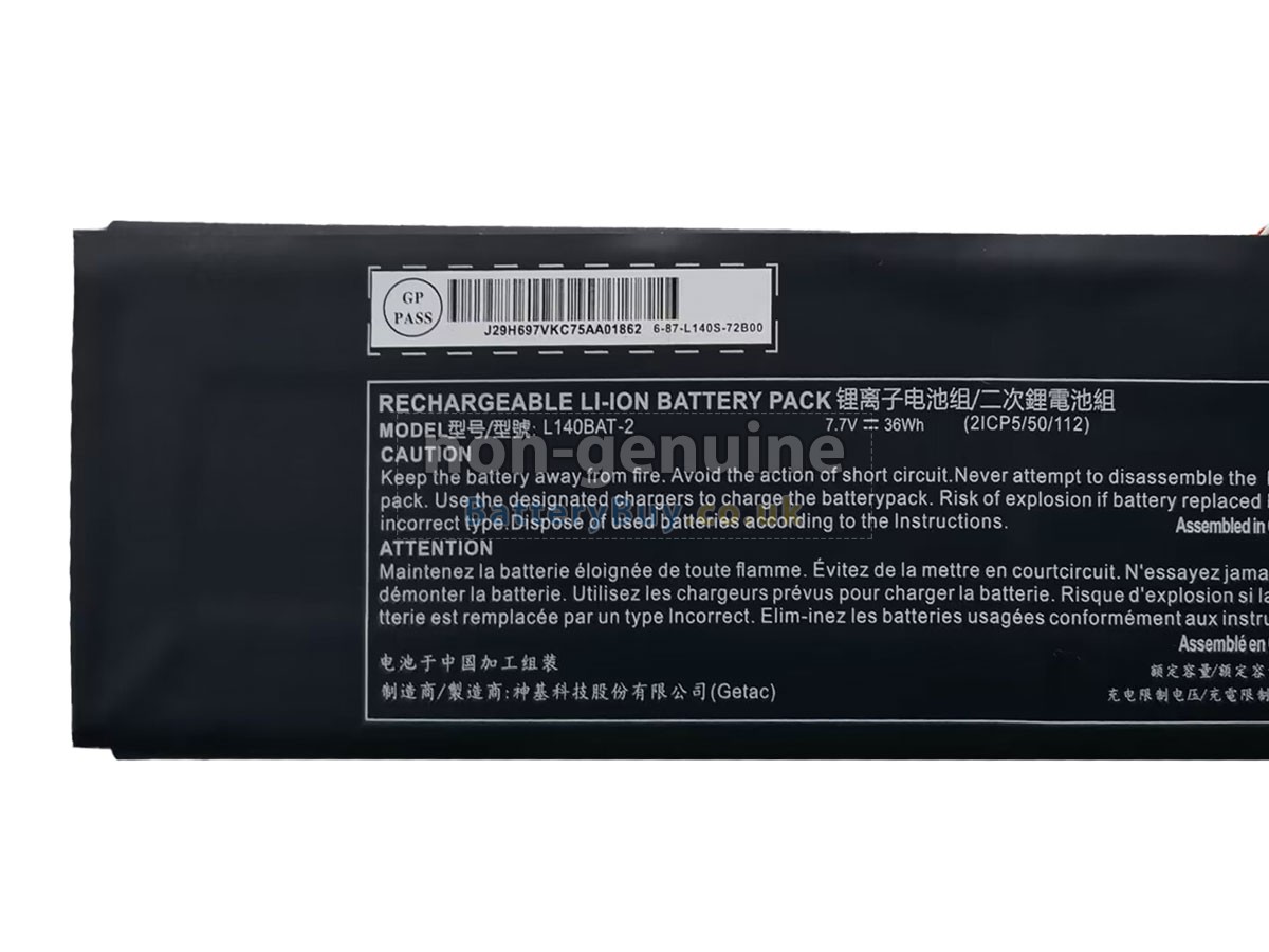 replacement battery for Clevo L140BAT-2(2ICP5/50/112)