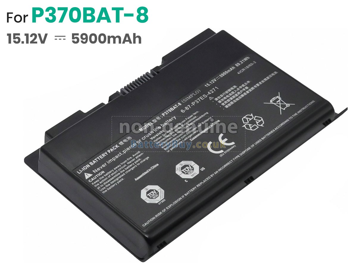 replacement battery for Clevo P370BAT-8
