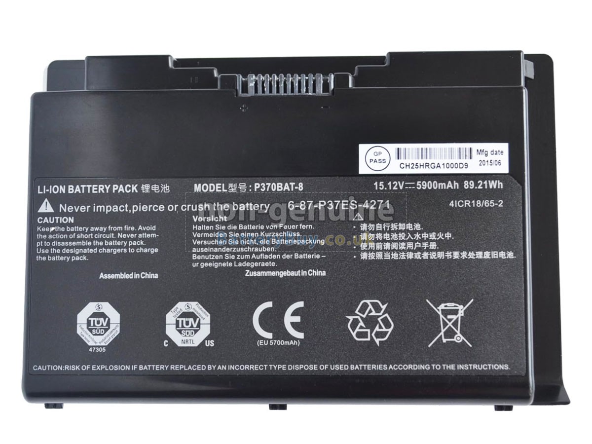 replacement battery for Clevo P370BAT-8