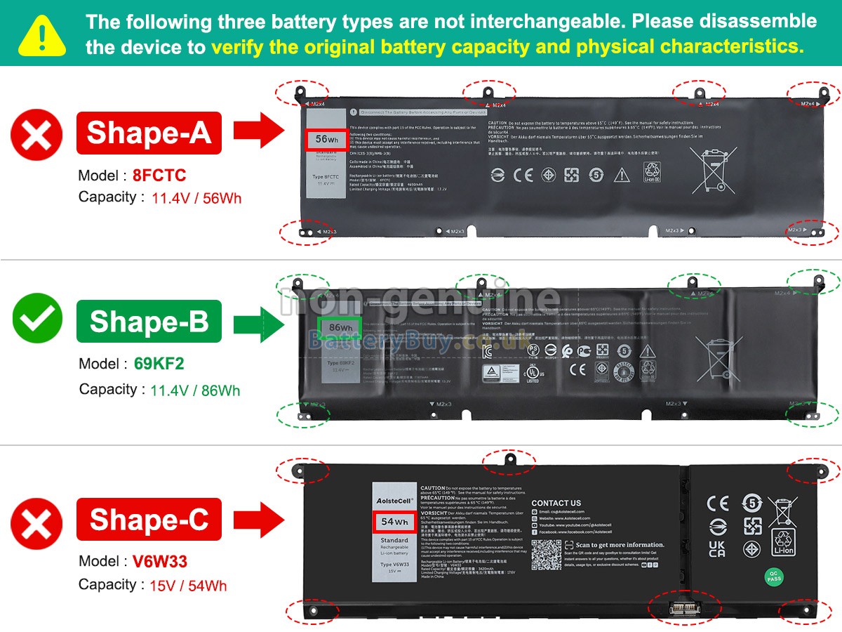 replacement battery for Dell P106F
