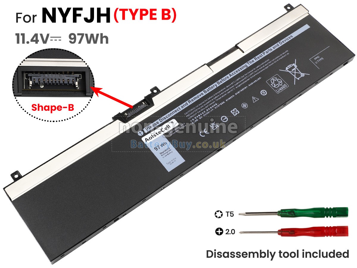 NYFJH original Dell battery 97Wh (11.4V) 