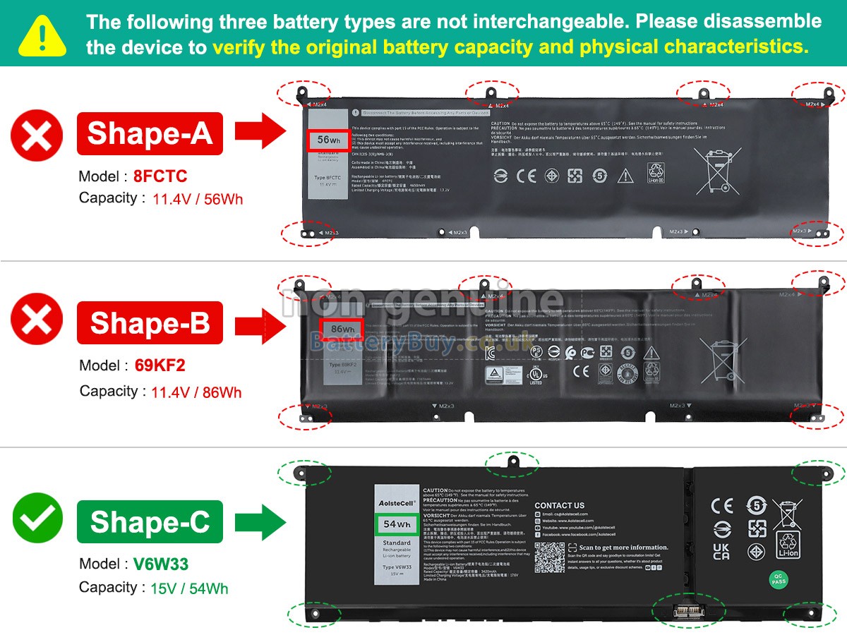 replacement battery for Dell P106F