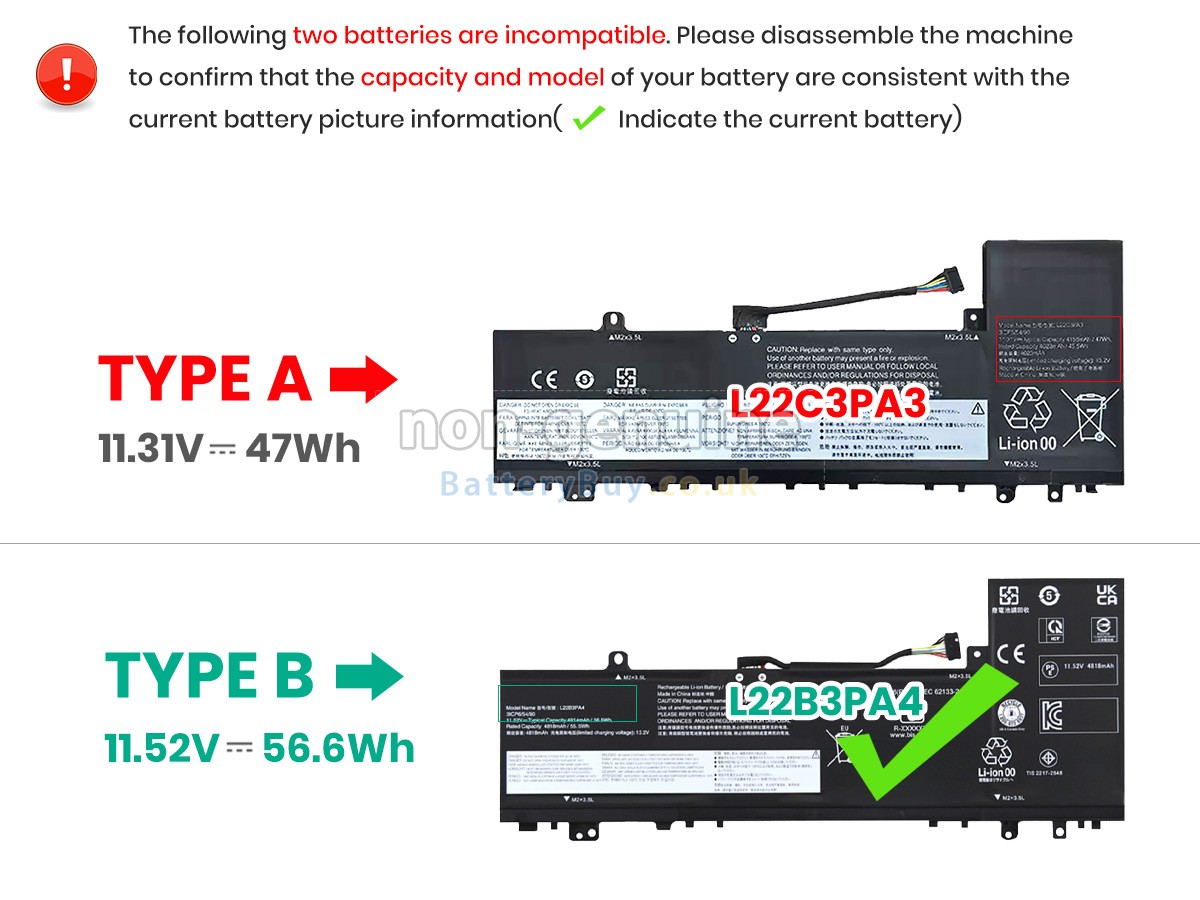 replacement battery for Lenovo IdeaPad SLIM 5 14ABR8-82XE003FMX