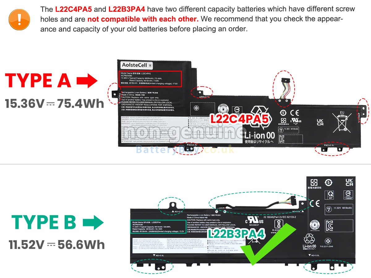 replacement battery for Lenovo IdeaPad SLIM 5 16IAH8-83BG000HCK