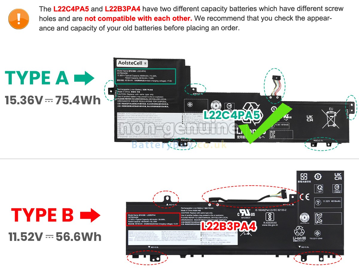 replacement battery for Lenovo IdeaPad SLIM 5 16IAH8-83BG000HCK